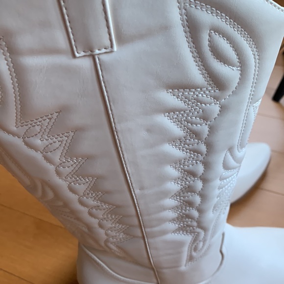 Cowboy Western Off White Tall Stacked Heel boots for women size 11 - Picture 7 of 15